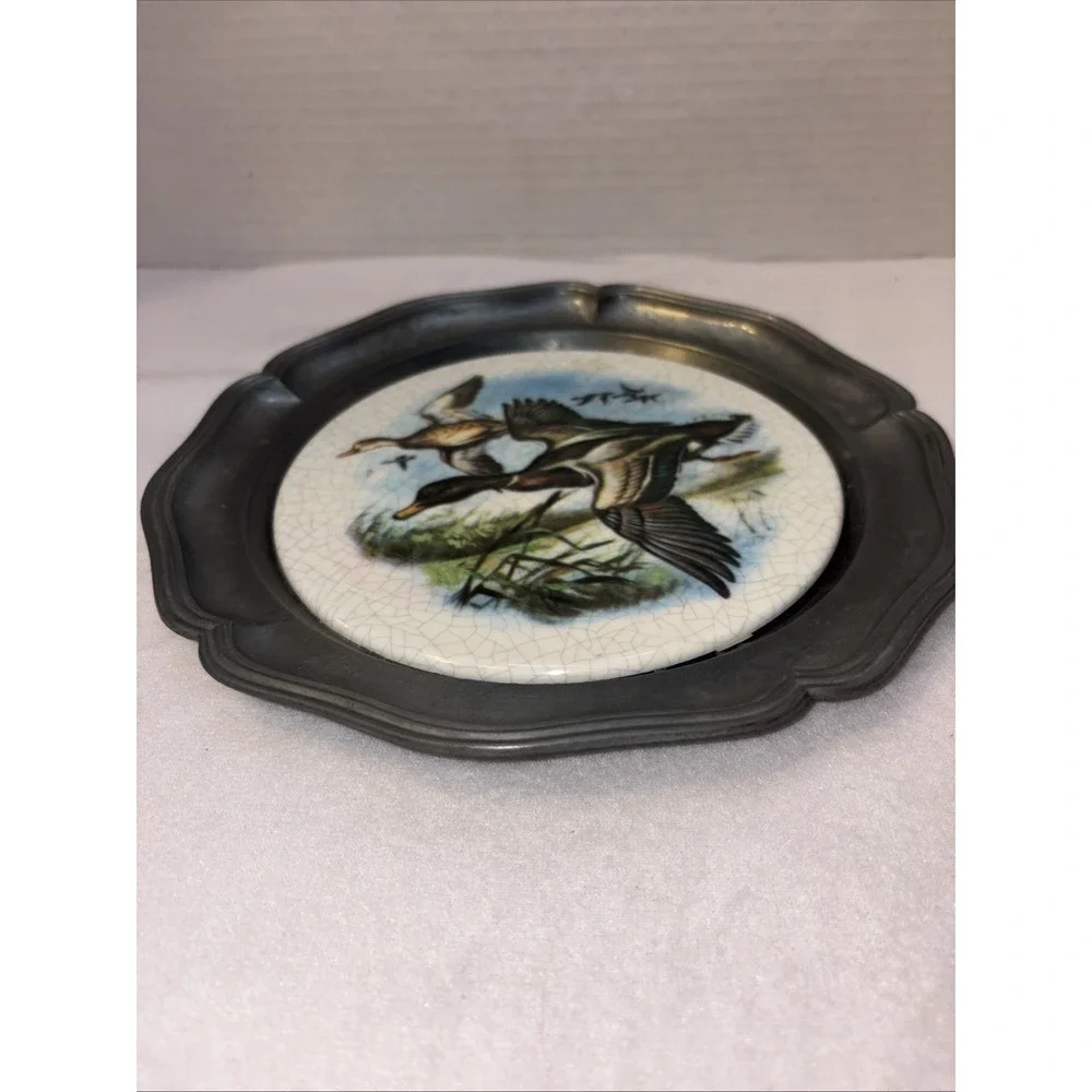 Hagan‎ Von Tronje Wall Plate, Pewter And Porcelain Made In Germany 8in